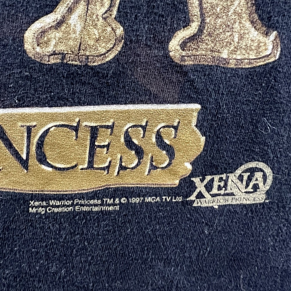 Vintage Xena Warrior Princess Shirt Mens XL Black 90s TV Promo Grunge Big Print - Picture 5 of 12
